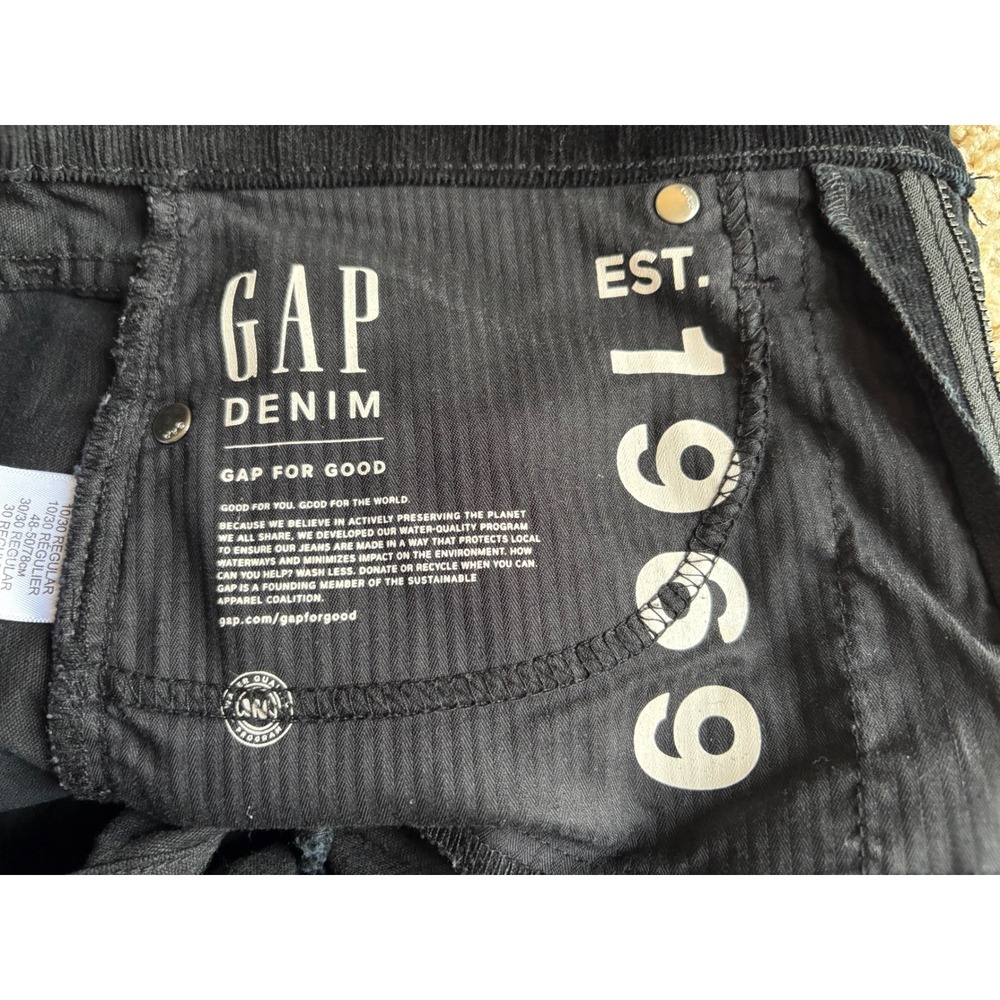GAP Black Corduroy High Rise Straight Leg Pants‎ Women Size 10/30
